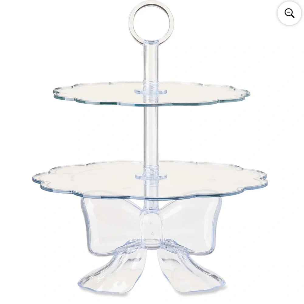 New! Tiered Treat Stand with Bow, Clear, 11
